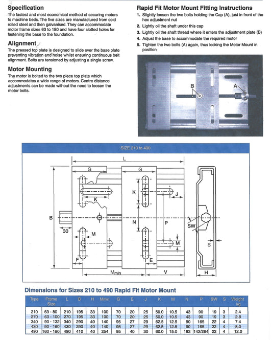 Electric Motor Slide Bases